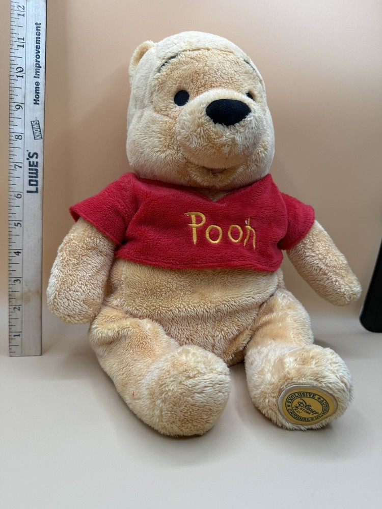 Disney Store Winnie the Pooh Plush 12” Cottagecore Brown Red Soft Classic