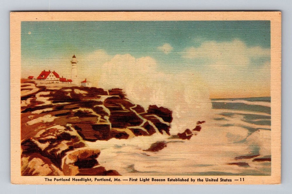 Maine ME Portland The Portland Headlight Lighthouse Vintage Postcard Souvenir