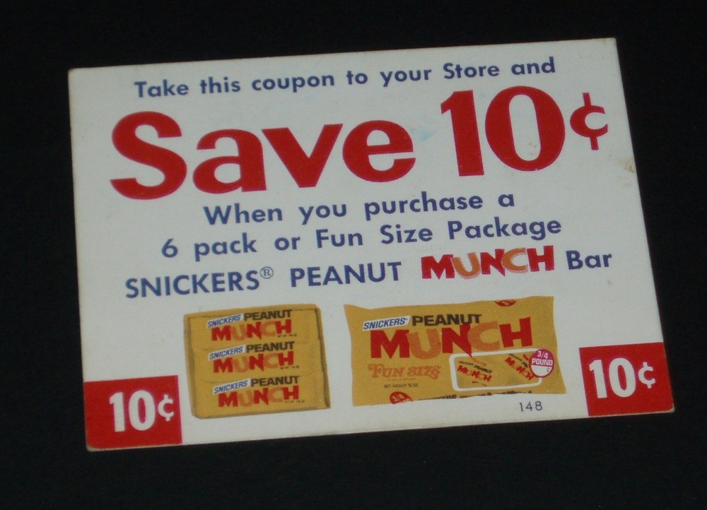 1972 Vintage Snickers Peanut MUNCH Candy Bar Coupon-image