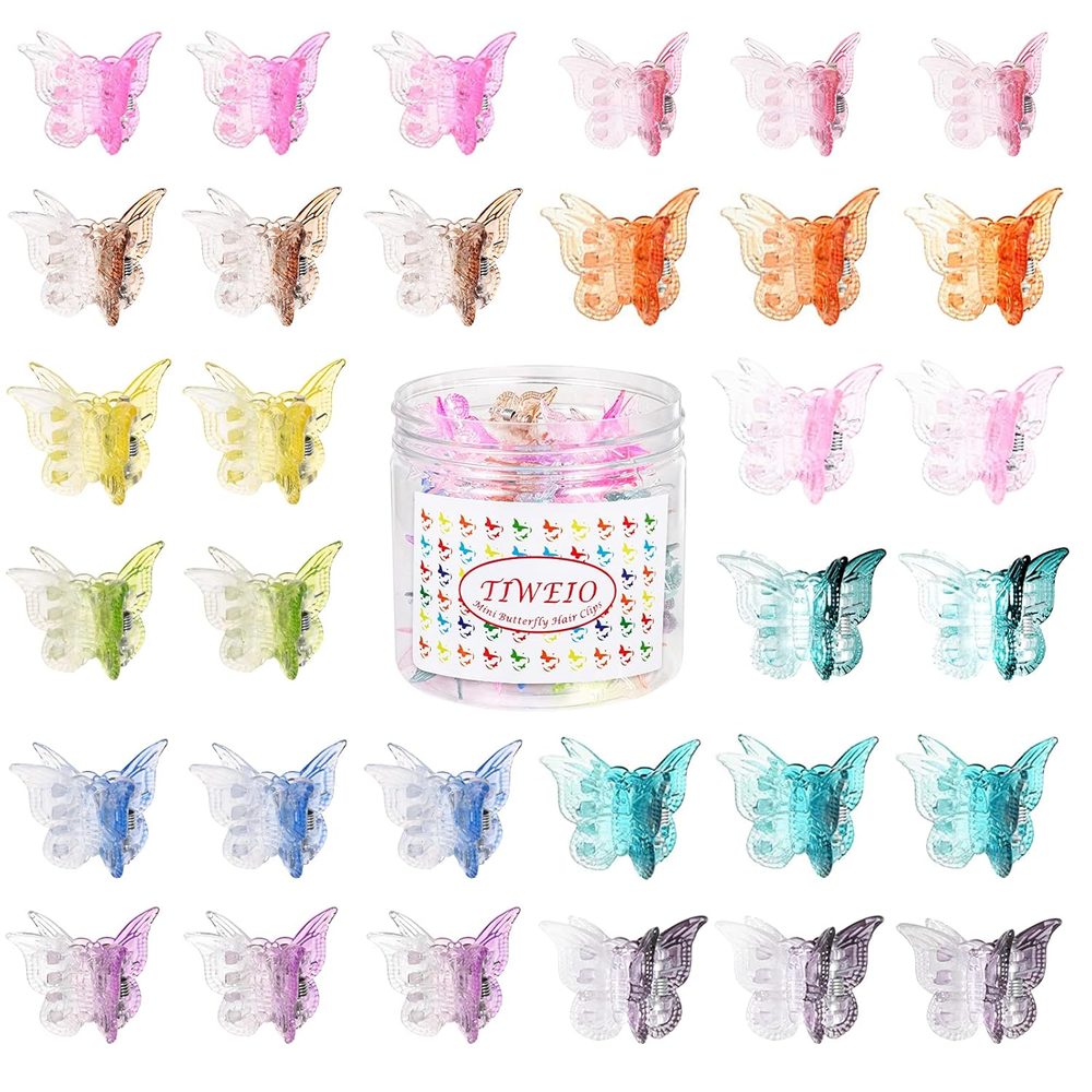 50Pcs  Butterfly Hair Accessories, Small Pastel Cute 90S Claw Clips for Women an