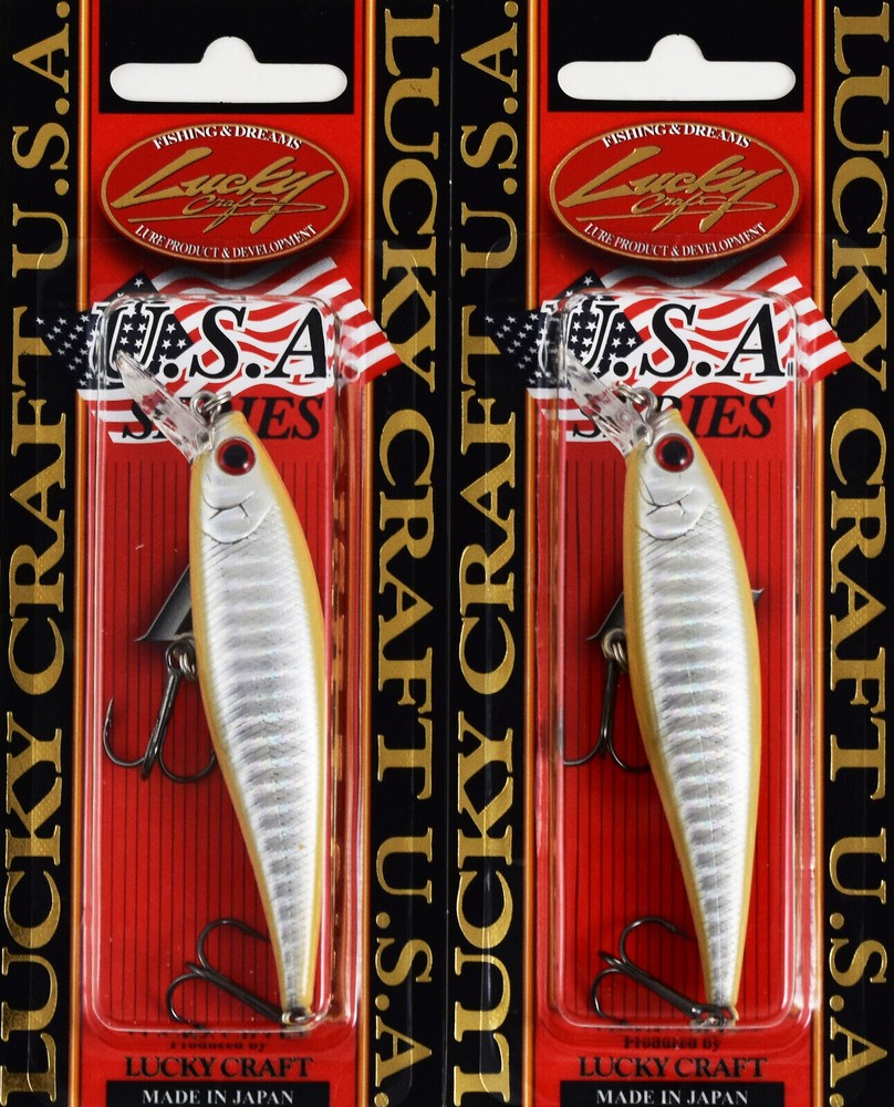 (LOT OF 2) LUCKY CRAFT POINTER 78SP 3/8OZ PT78SP-110 BONE SHAD H2102