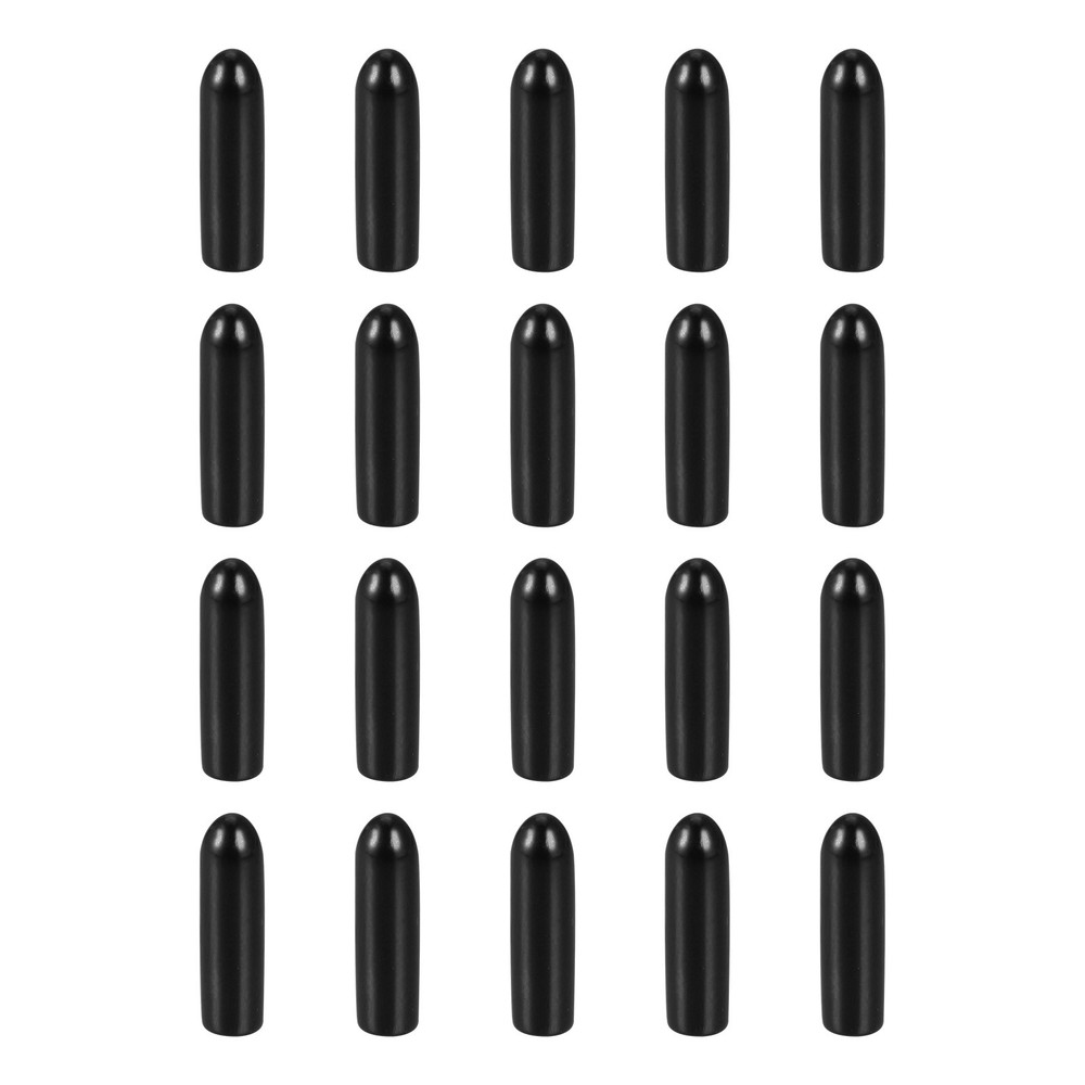20Pack 2mm ID Black Screw Thread Cover Flexible Rubber End Cap Cover for Bolt