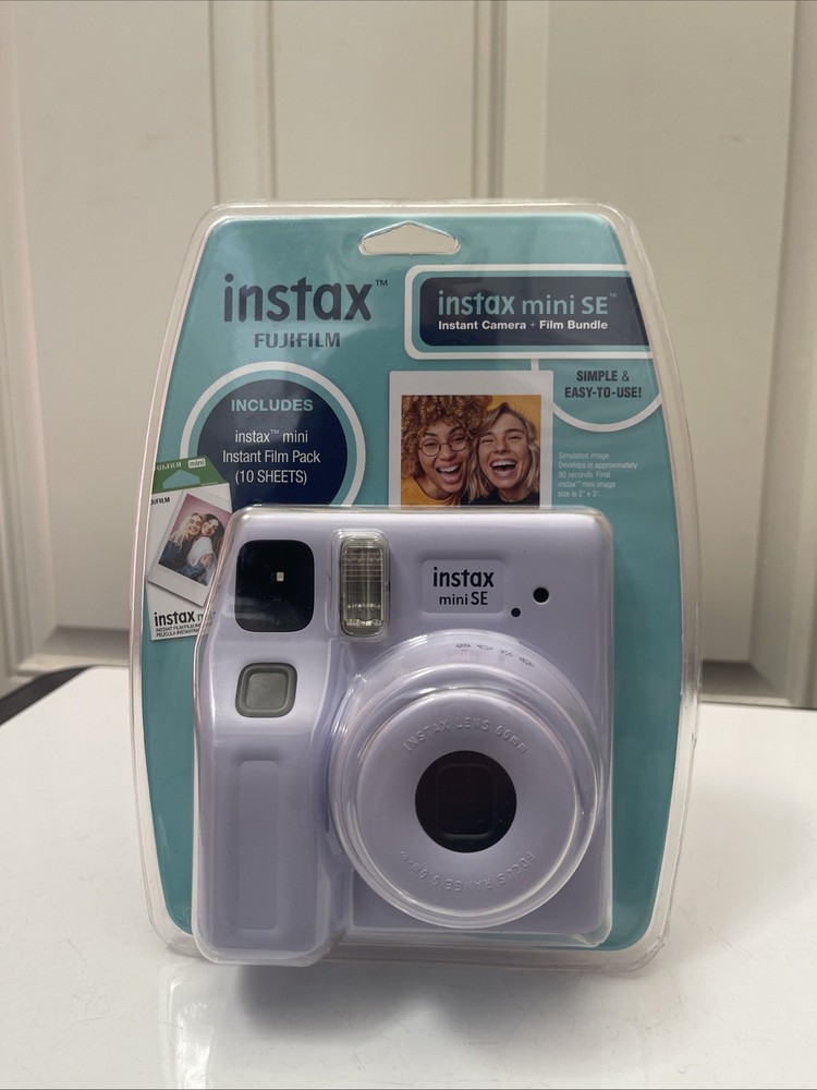 Fujifilm Instax Mini SE Instant Film Camera Purple Blister Bundle - New