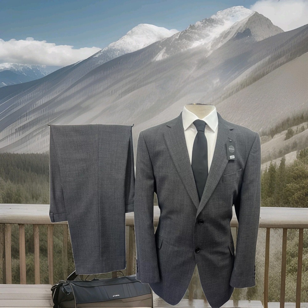 M&S Grey Wool Blend Regular Fit 2-Piece Suit Size 44M 40W 31L