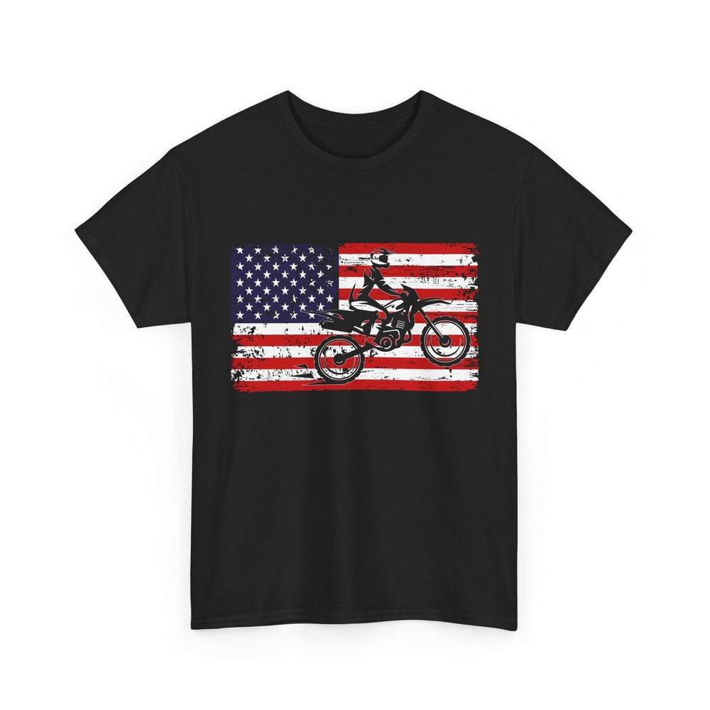 Biker American Flag T-Shirt, Motocross Lovers Bike Riding Women Men Shirt