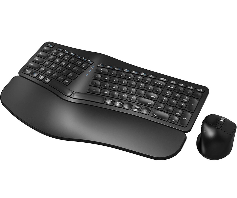 MK960 Ergonomic Wireless Keyboard Mouse Combo, Bluetooth/2.4G Split Design Keybo