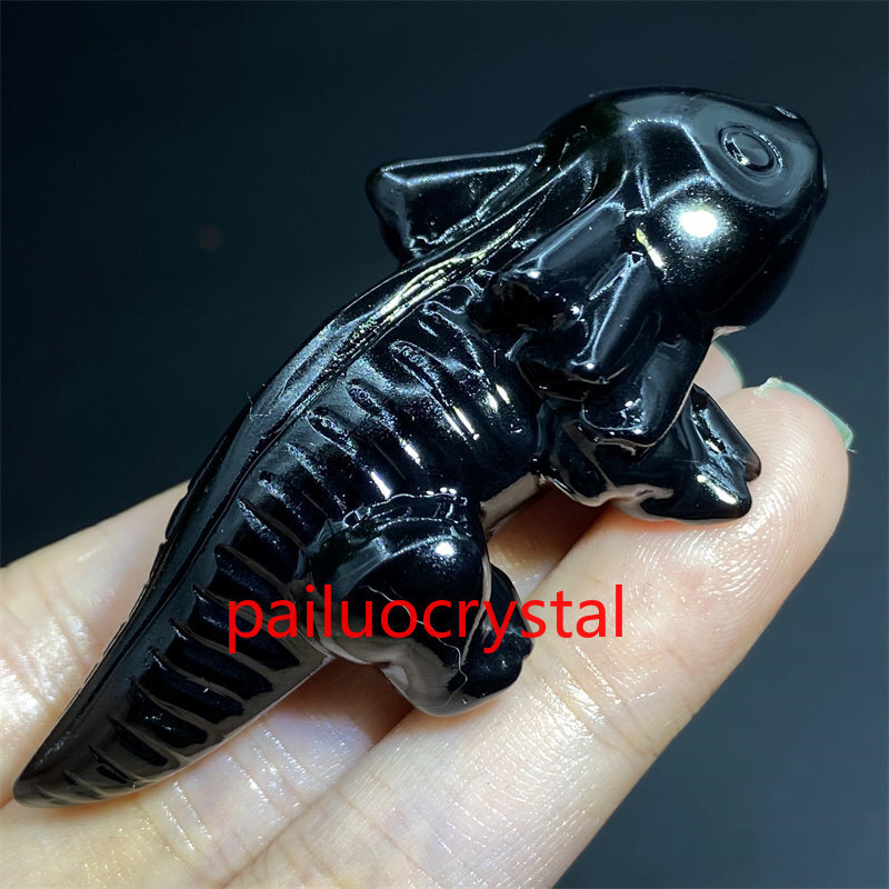 1pc Natural Obsidian Salamander Quartz Crystal Carved Skull Figurines Reiki 2.5
