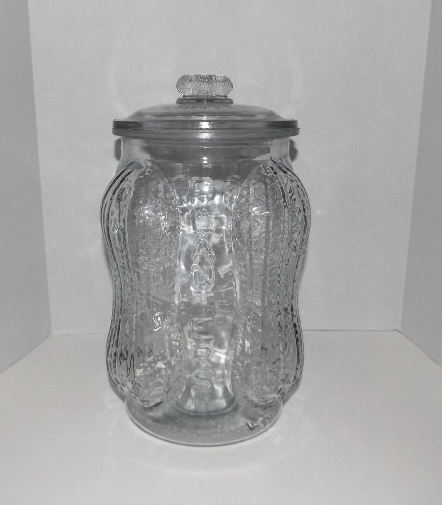 Vintage 1930s Planters Peanut Glass Counter Jar with Lid