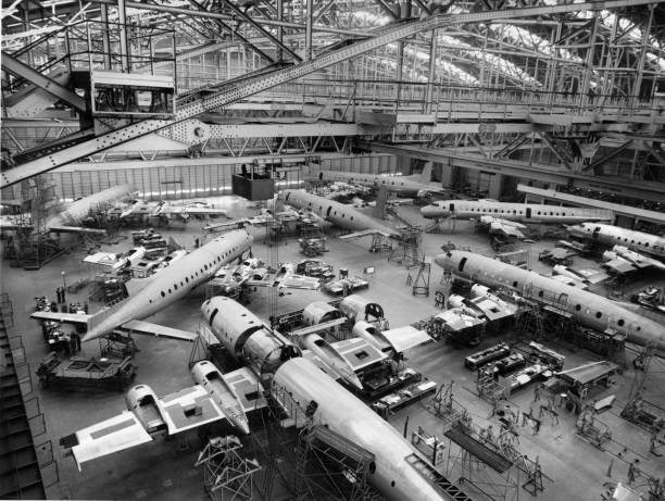 1955 Britannia Passenger Planes Undergoing Final Assembly Old Photo