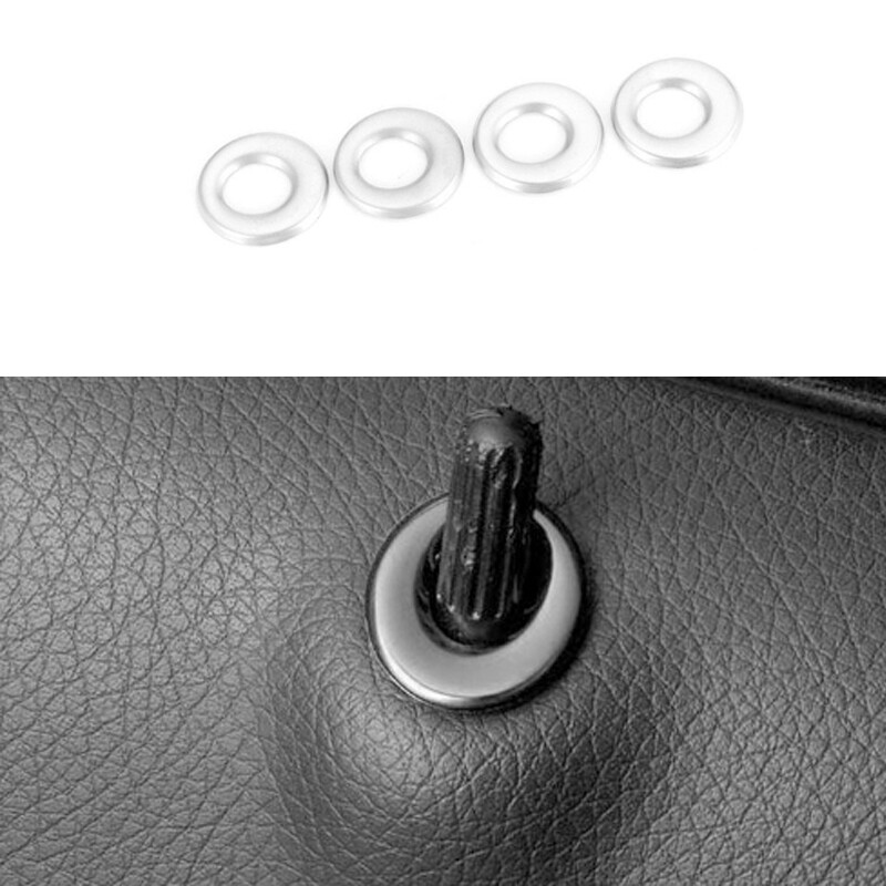 Silver Steel Inner Door Bolt Lock Down Ring Trim 4pcs For Benz A-Class 2019-2022