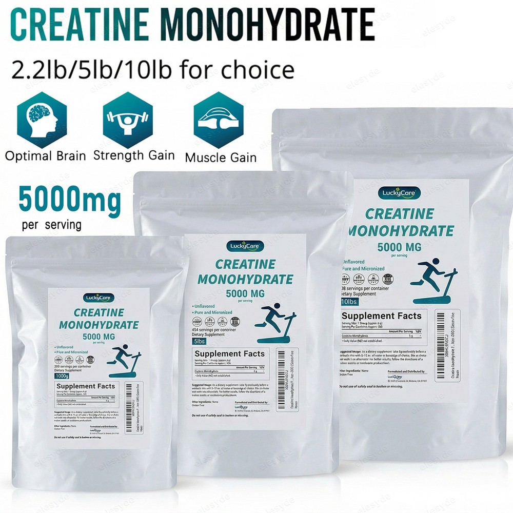 Bulk Creatine Powder Monohydrate Micronized Unflavored 1kg 2.27kg Gym Supplement