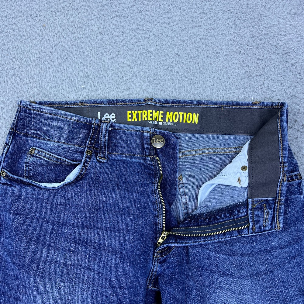 Lee Mens Extreme Motion Straight Fit Tapered Jean Blue Stretch Waist 31x30