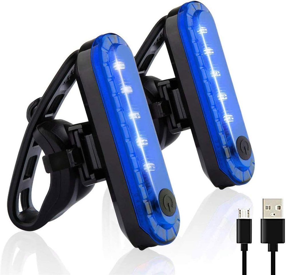 Blue Bike Tail Lights 2 Pack, Ultra Bright USB Rechargeable Bicycle Taillights,