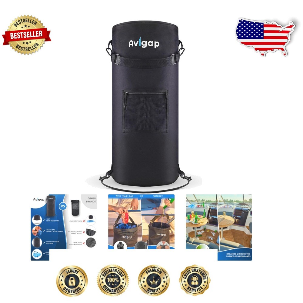 Easy-to-Install 10 Gallon Boat Trash Container - Keeps Decks Clean & Odor-Free