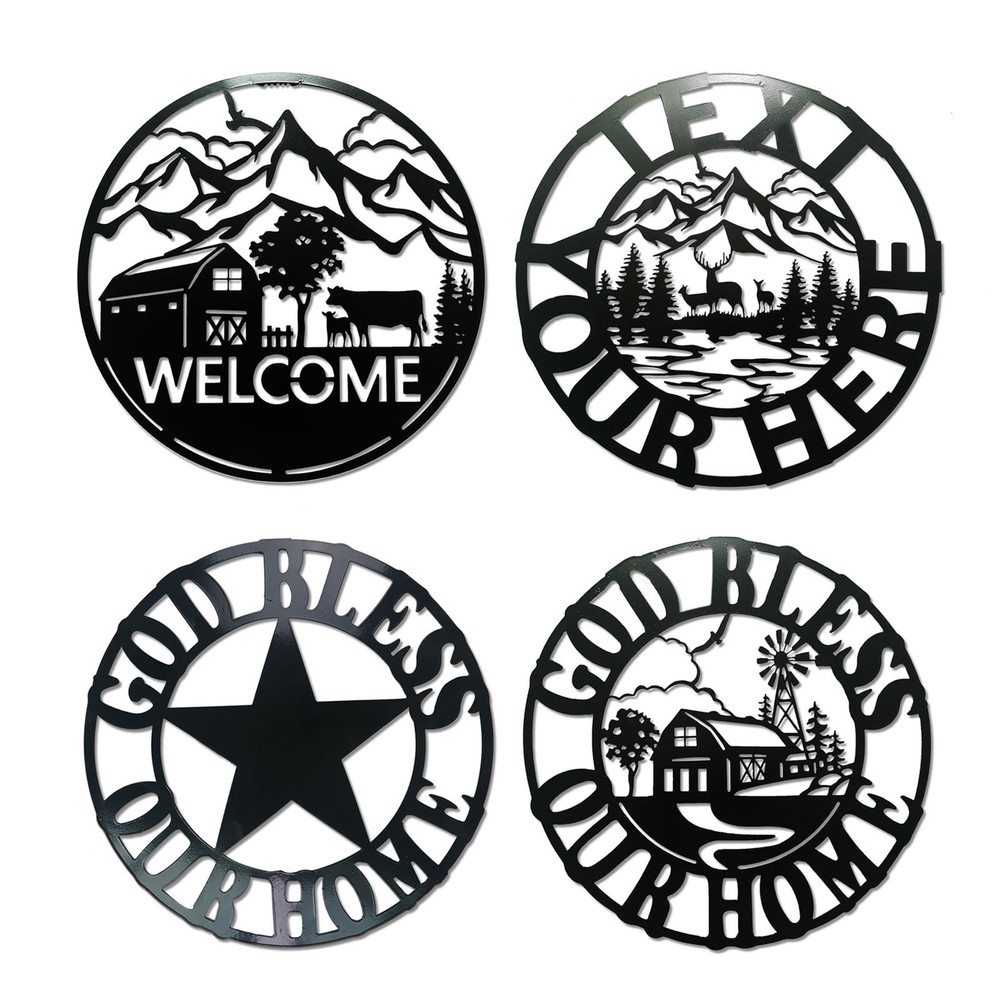 Metal Wall Art God Bless Our Home Sign Wall Hanging Sign Home Decor