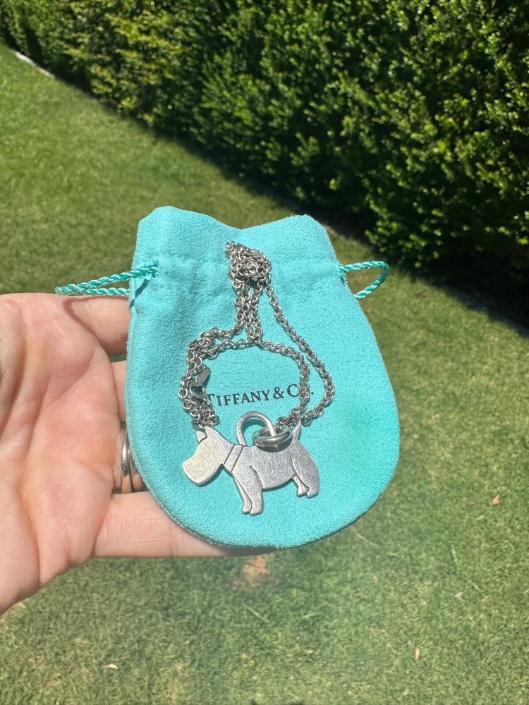 Tiffany & Co sterling silver dog pendant necklace