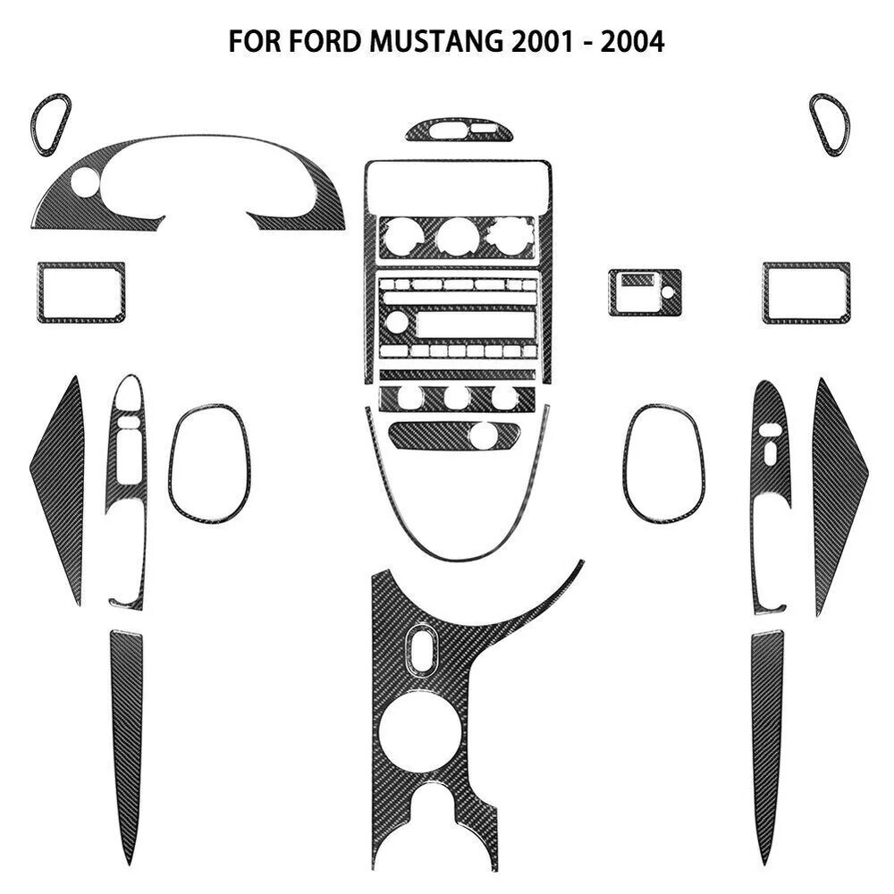 25pcs For Ford Mustang 2001-2004 Carbon Fiber Whole Car Interior Trim Set