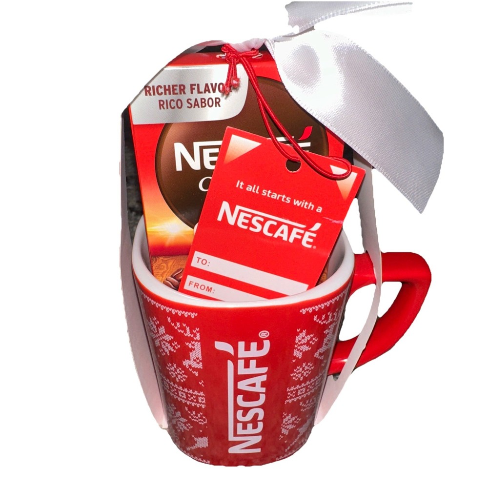 Nescafe Red White Ceramic Coffee Tea Mug Christmas Winter Gift Set Collectible