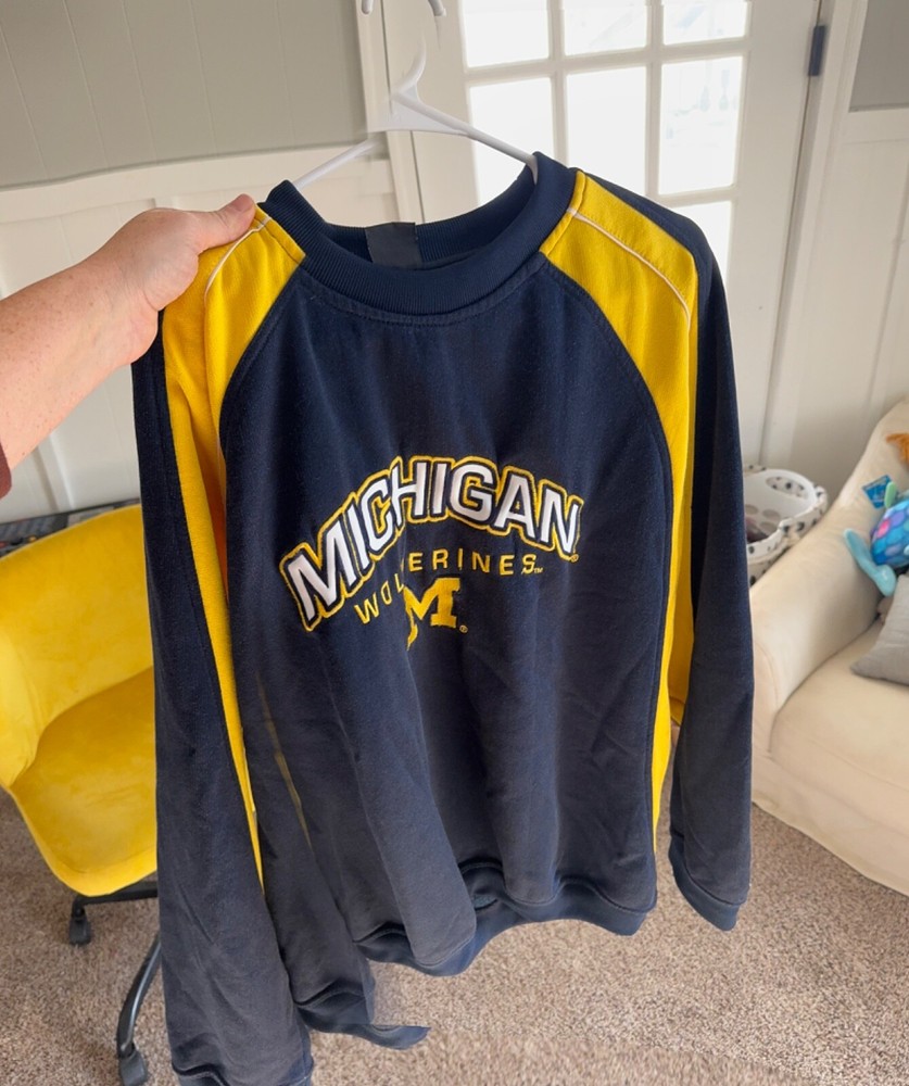 VTG 90s Starter Mens XL Michigan Wolverines Color Block Crewneck Sweatshirt