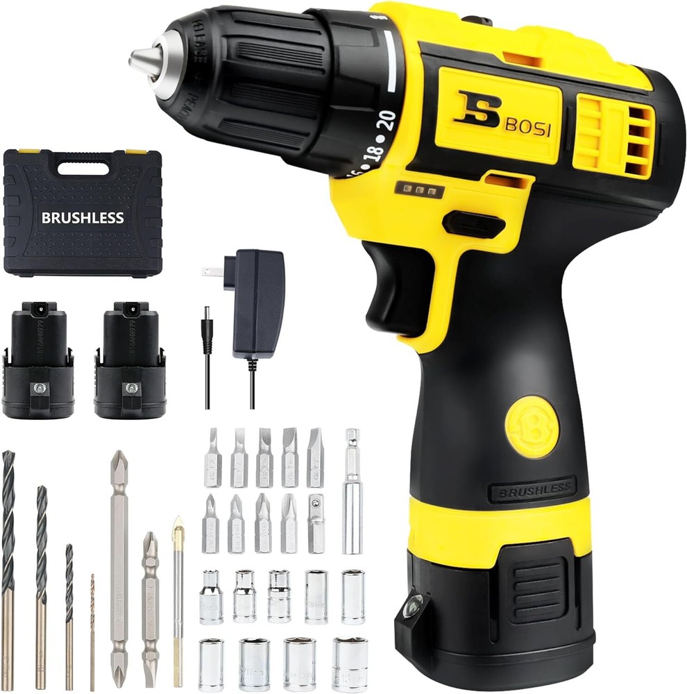 Cordless Drill Set 16.8V Power Drill Driver Kit with 2 2000mAh Batteriesand