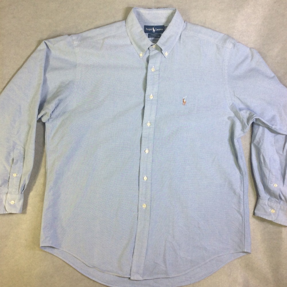 Ralph Lauren Button-Up Shirt Men's Sz 16.5-35 Blue Yarmouth Flesh Pony Preppy