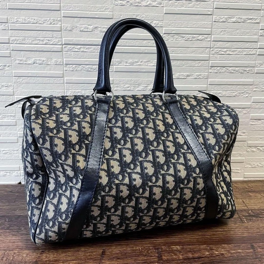 Dior Trotter Canvas Leather Boston Tote Handbag New