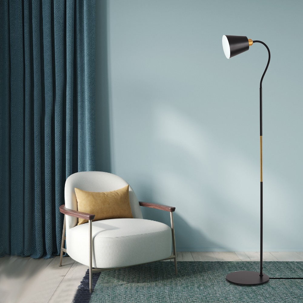 55in Farmhouse LED Floor Lamp for Reading Corner Tall Standing Light Q8W9
