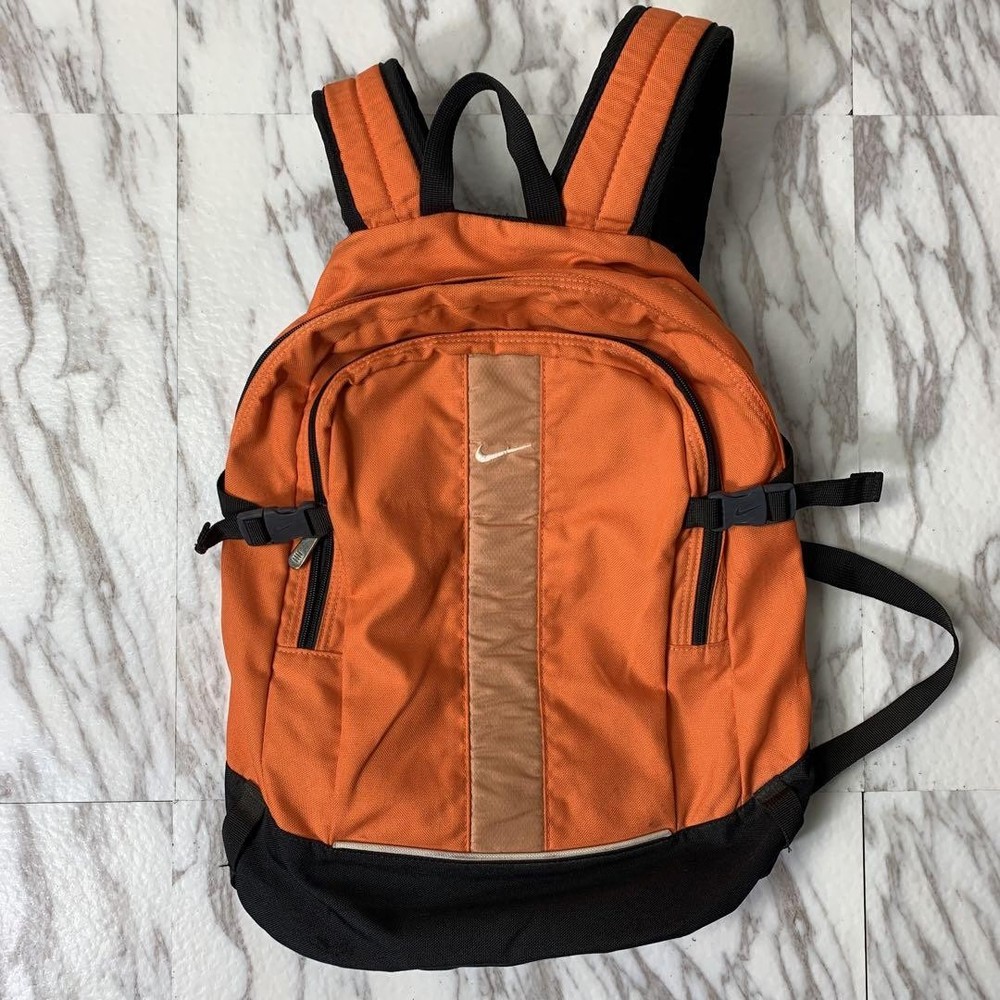 90S Nike Backpack Orange Center Logo Embroidery Lightweight Men Bag Vintage LTD