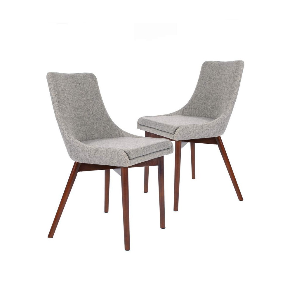 Upholstered Fabric Chairs with Solid Wood Legs for Dining Bedroom Living Room