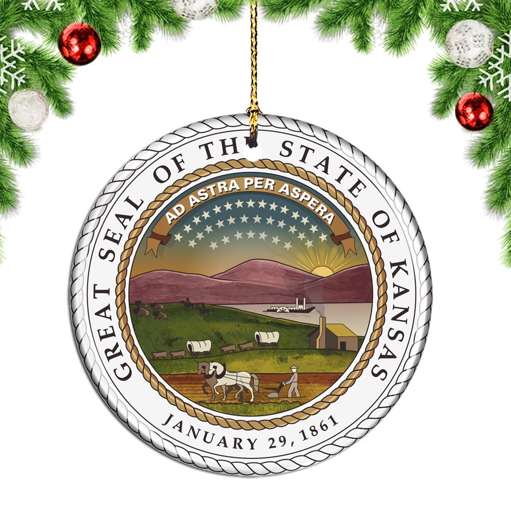United States Kansas State Flag Christmas ornament city travel souvenir
