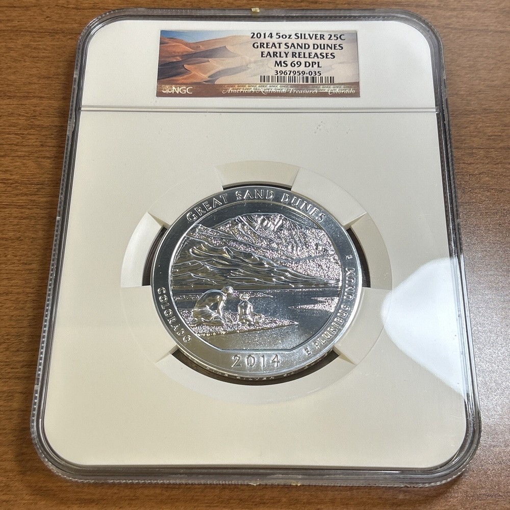 2014 ATB Colorado Great Sand Dunes 5oz Silver Quarter NGC MS69 DPL Early Rel.