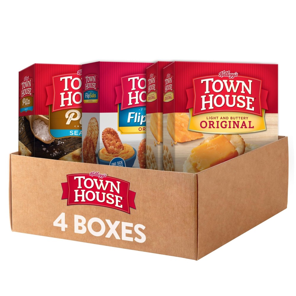 Kellogg's Town House Crackers Party Snacks Party Pack Variety Pack (4 Boxes)