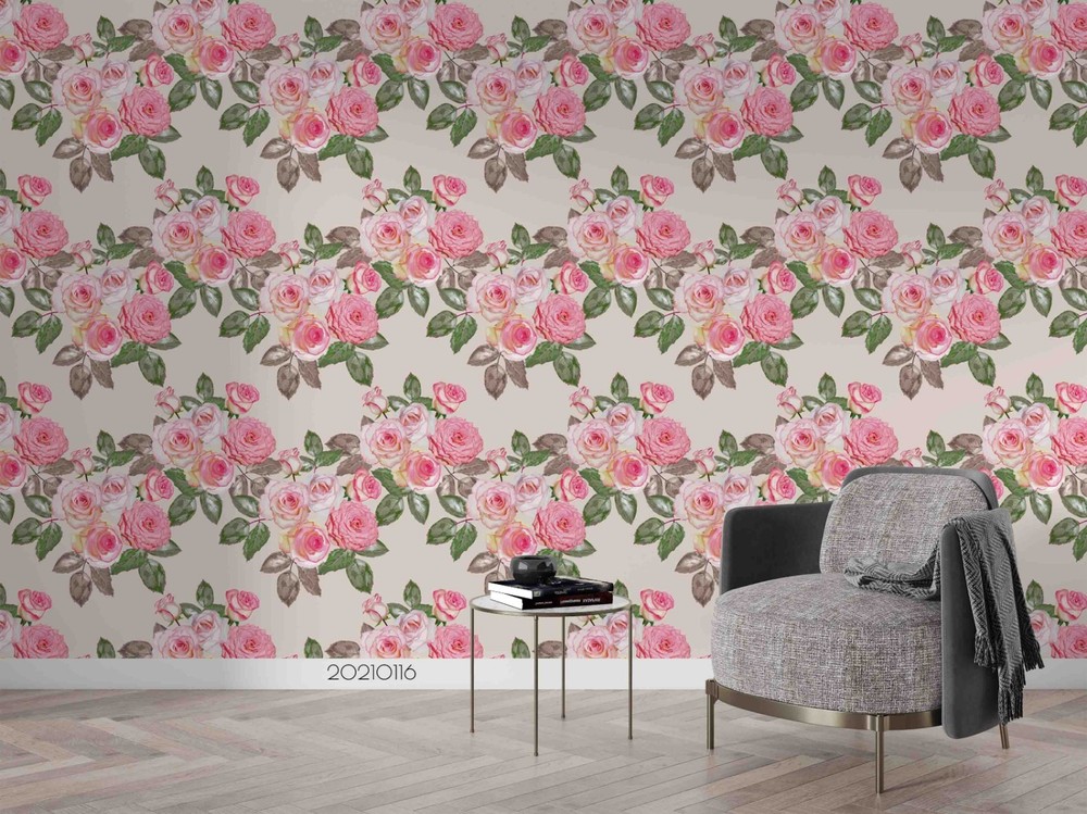 3D Pink Rose Flora Pattern Wall Murals Wallpaper Murals Wall Sticker 4