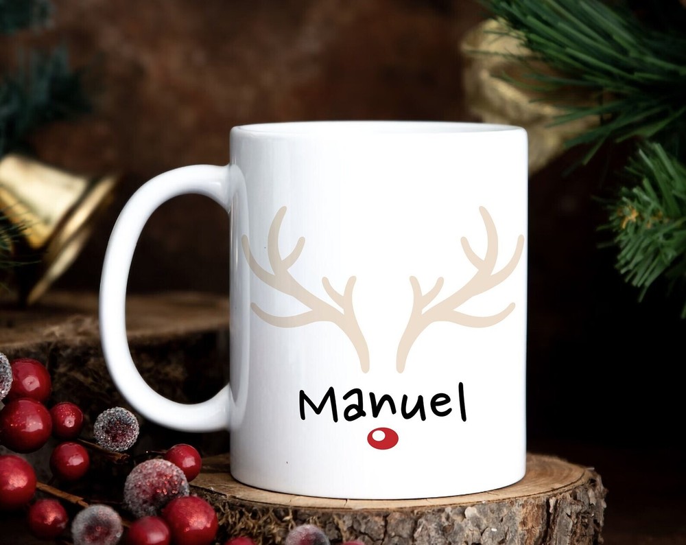Personalized Reindeer Christmas Mug Family Holiday Mug Customized Christmas Gift