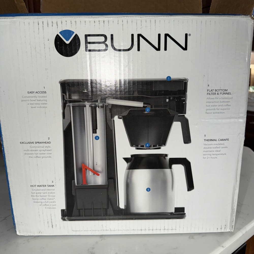 BUNN CSB3T 10 Cups Speed Brew Platinum Thermal Coffee Maker-Stainless Steel Pot