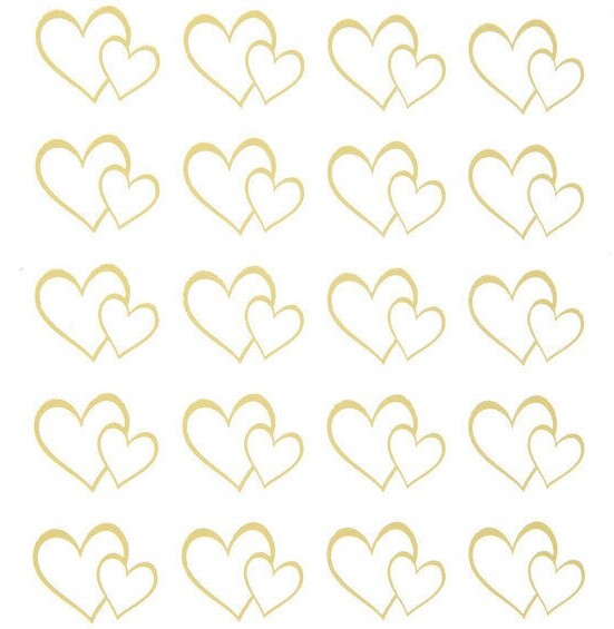 2 Sheets Gold Foil Hearts Stickers Papercraft Planner Supply Wedding Seal Love