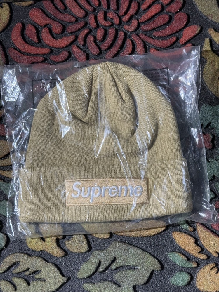 Supreme New Era Box Logo Beanie FW23 Dark Sand