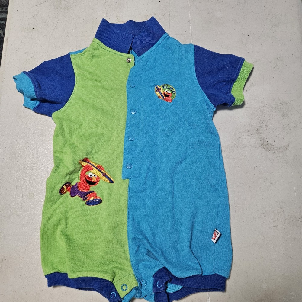 Nice Vintage Sesame Street One Piece Size 24 Months Elmo Surfboard Color Block