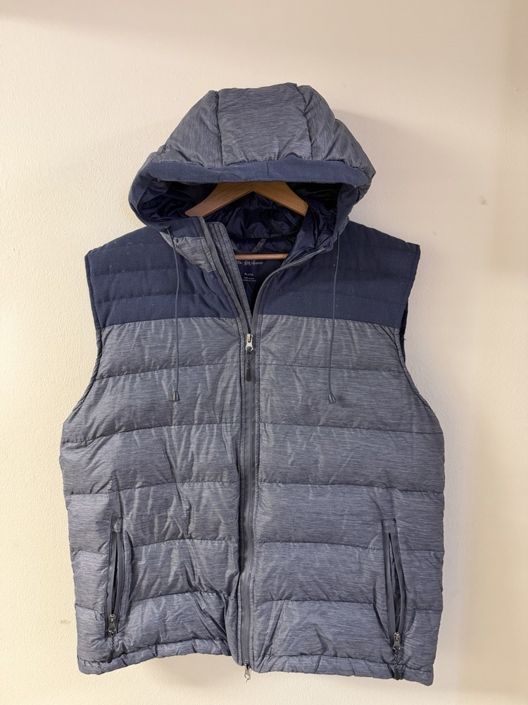 Saks Fifth Avenue Navy Blue Hoodie Puffer Vest Mens Size XxLarge