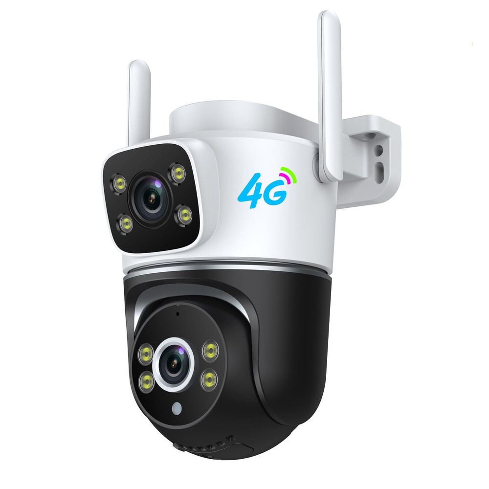 4G LTE Cellular Security Camera, Dual Lens Outdoor Cameras for Home Security ...