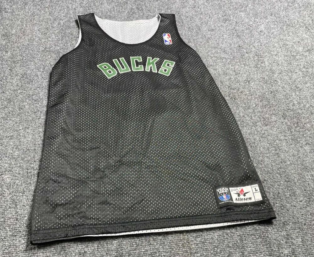 Alleson Mens Black NBA Bucks Jersey Doyle Insurance Size Large Athletic Fit