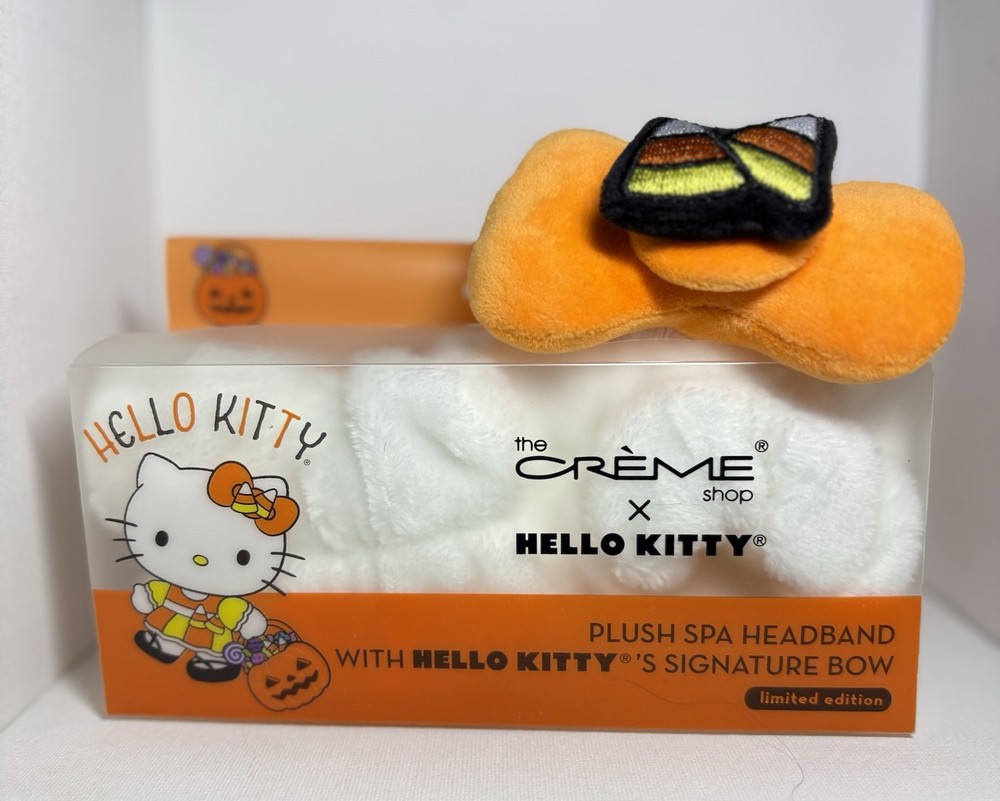 Crème Shop Hello Kitty Plush Spa Headband Halloween Candy Corn limited edition