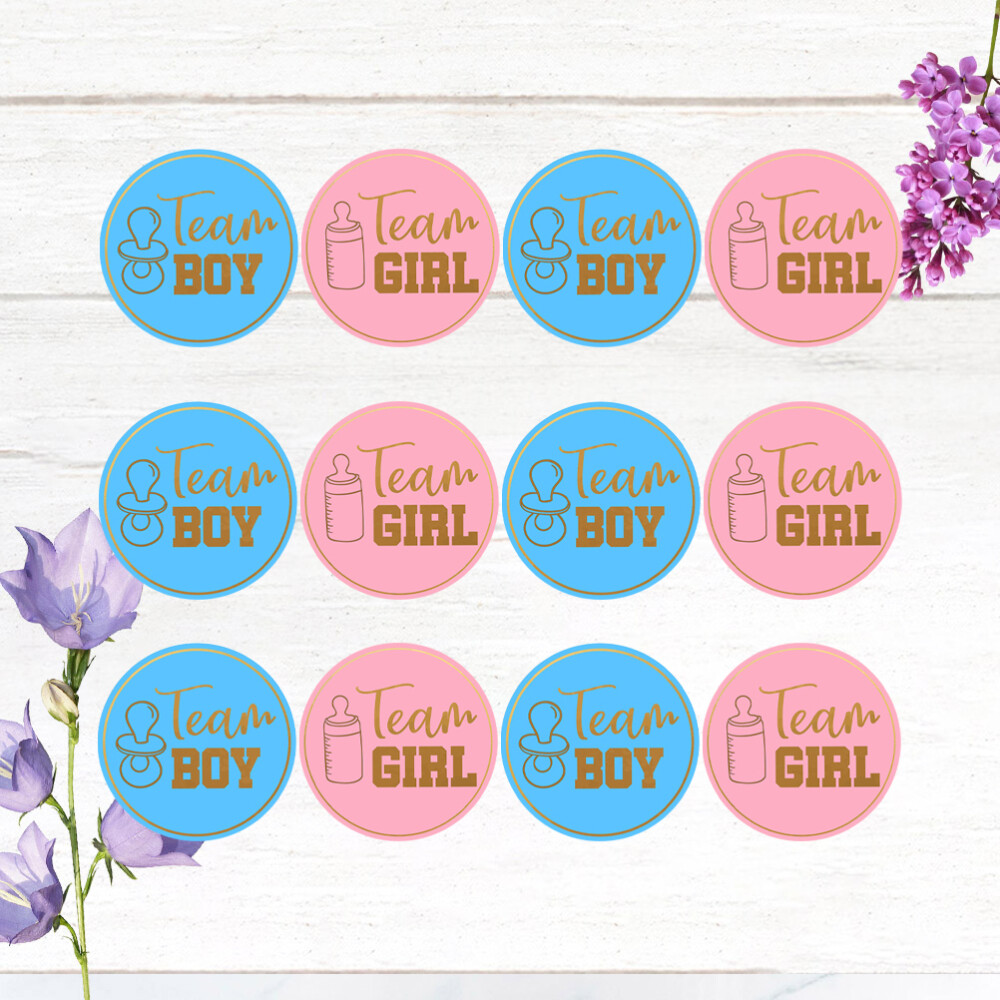 48 PCS Gender Letter Printed Stickers Baby Shower Decorations