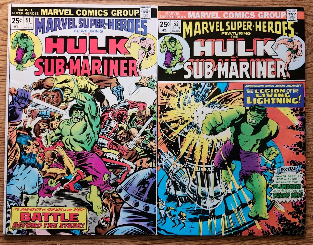 Marvel Super-Heroes With Hulk & Namor Set of 2 #51 & #52 both VF published 1975