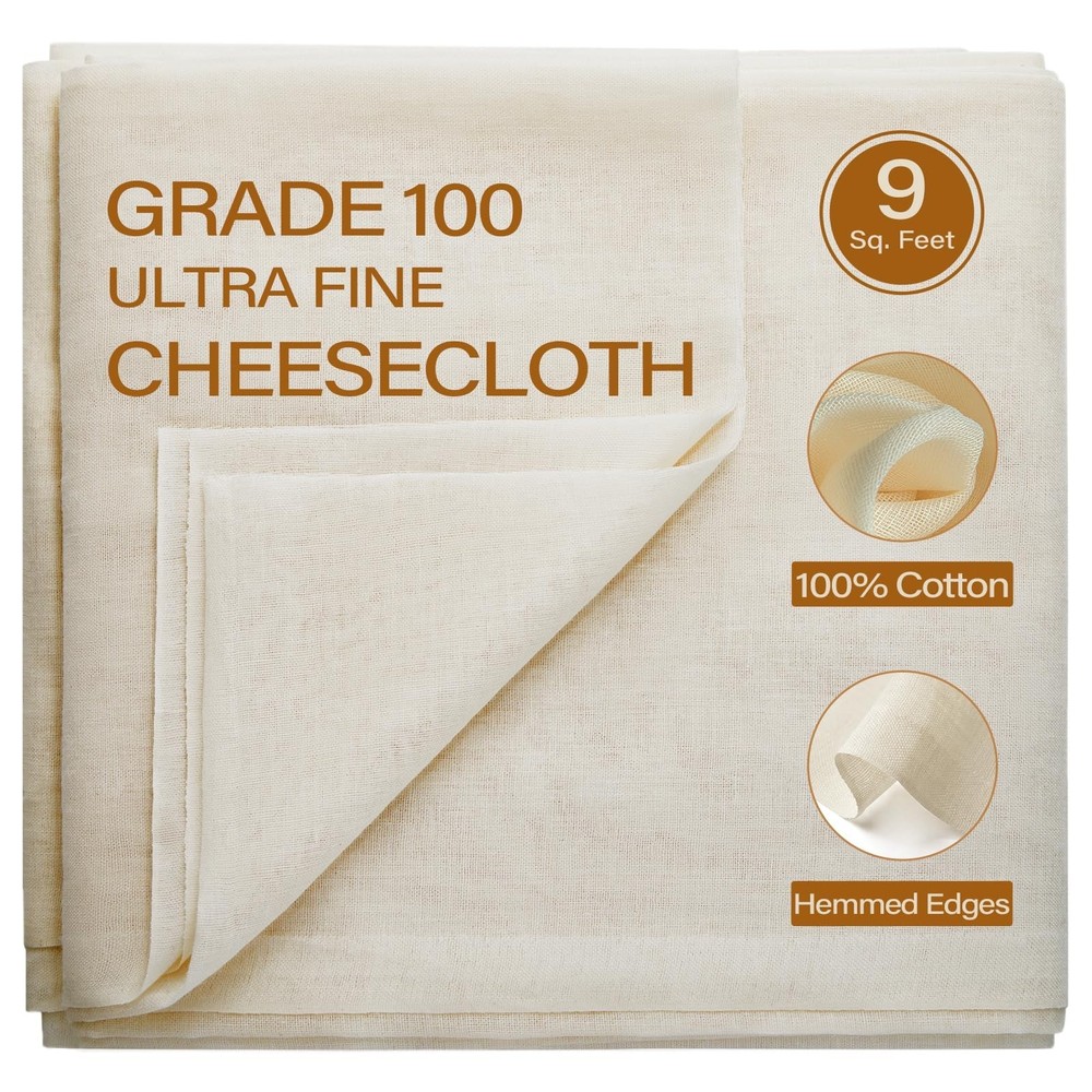 Grade 100 Cheese Cloth 9 Sq Ft Reusable Washable Cotton Straining Fabric Bundle