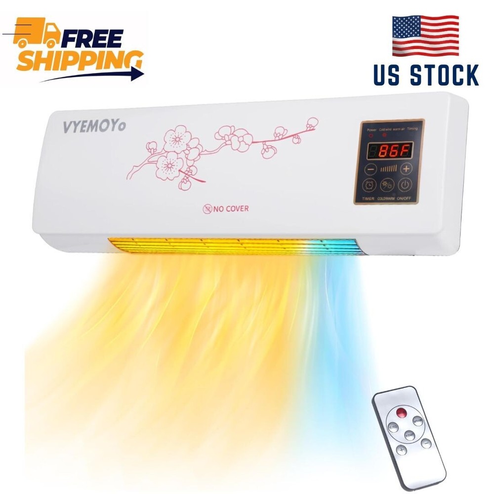 Wall Heater, Electric Space Heater for Bedroom 1400W Electric Heater, LED