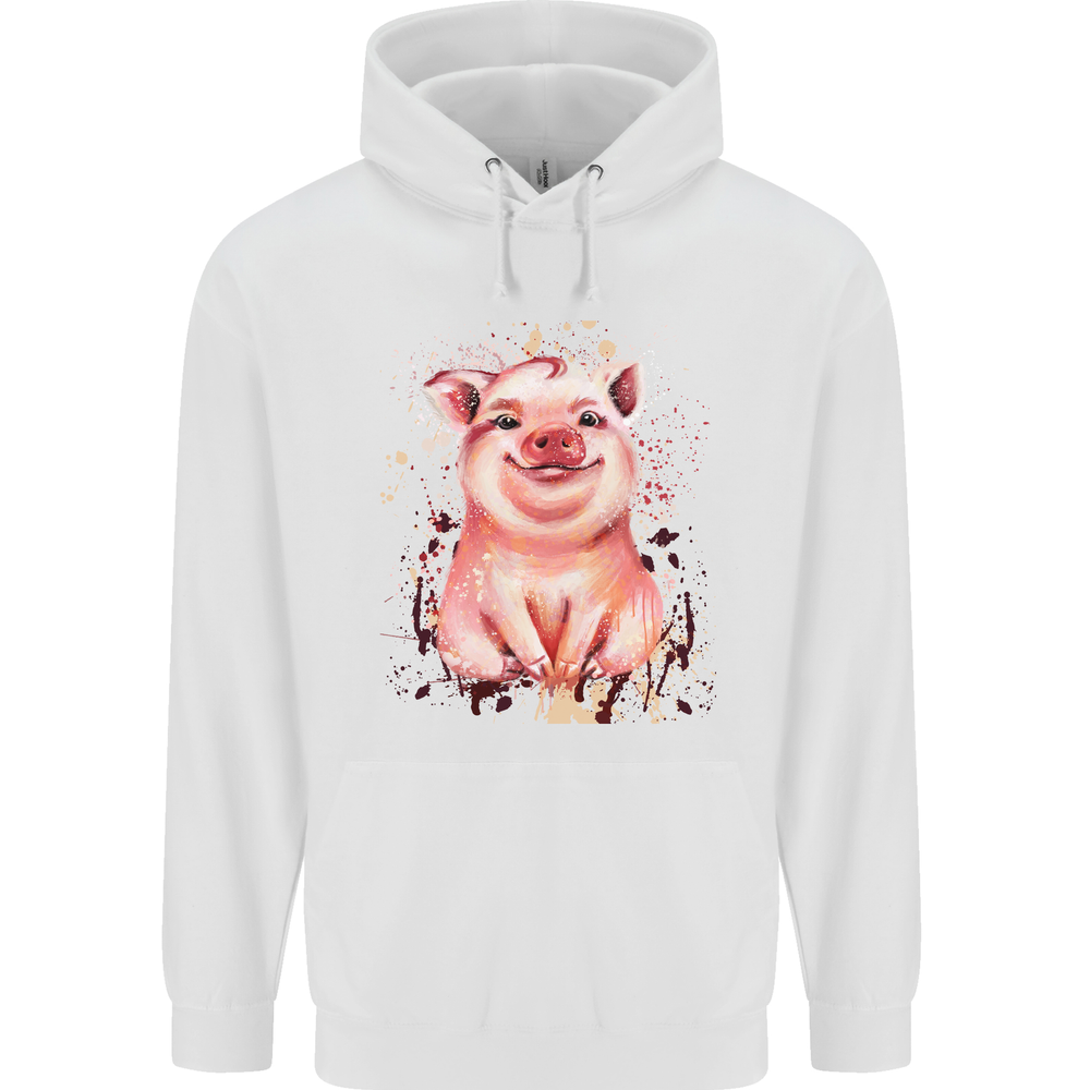 Watercolour Pig Mens 80% Cotton Hoodie