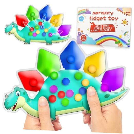 Dinosaur Sensory Toy for Toddlers – Color Sorting Fine Motor Skills Activity  