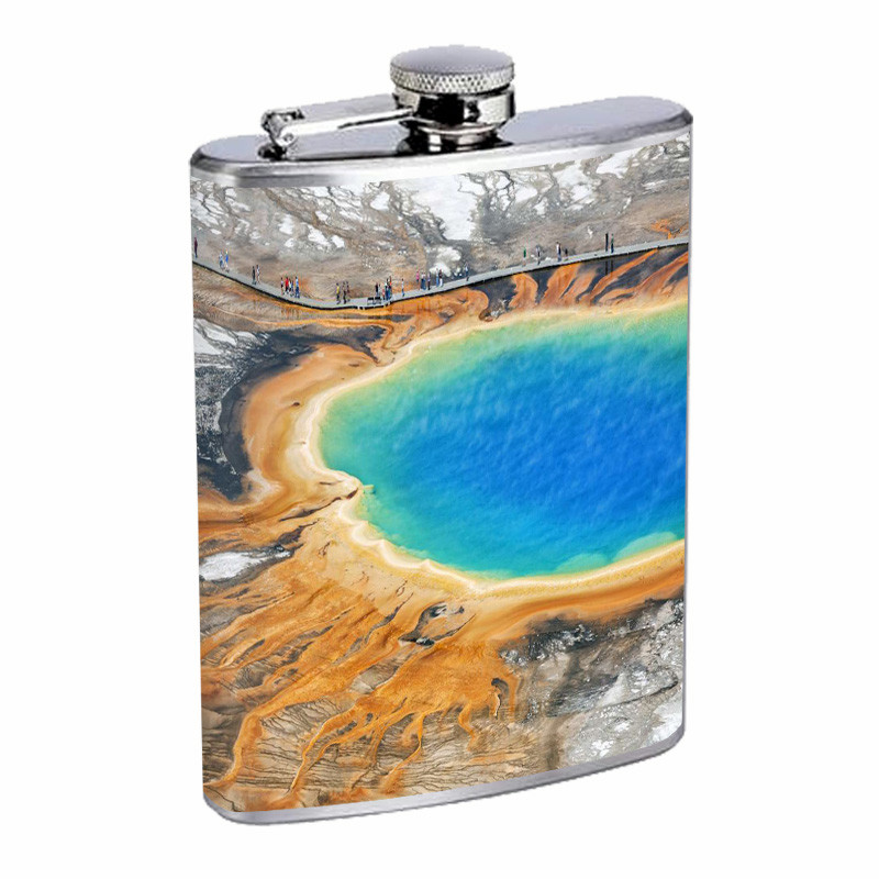 Yellowstone Park 8oz Stainless Steel Whiskey Flask D1 Hip Drinking