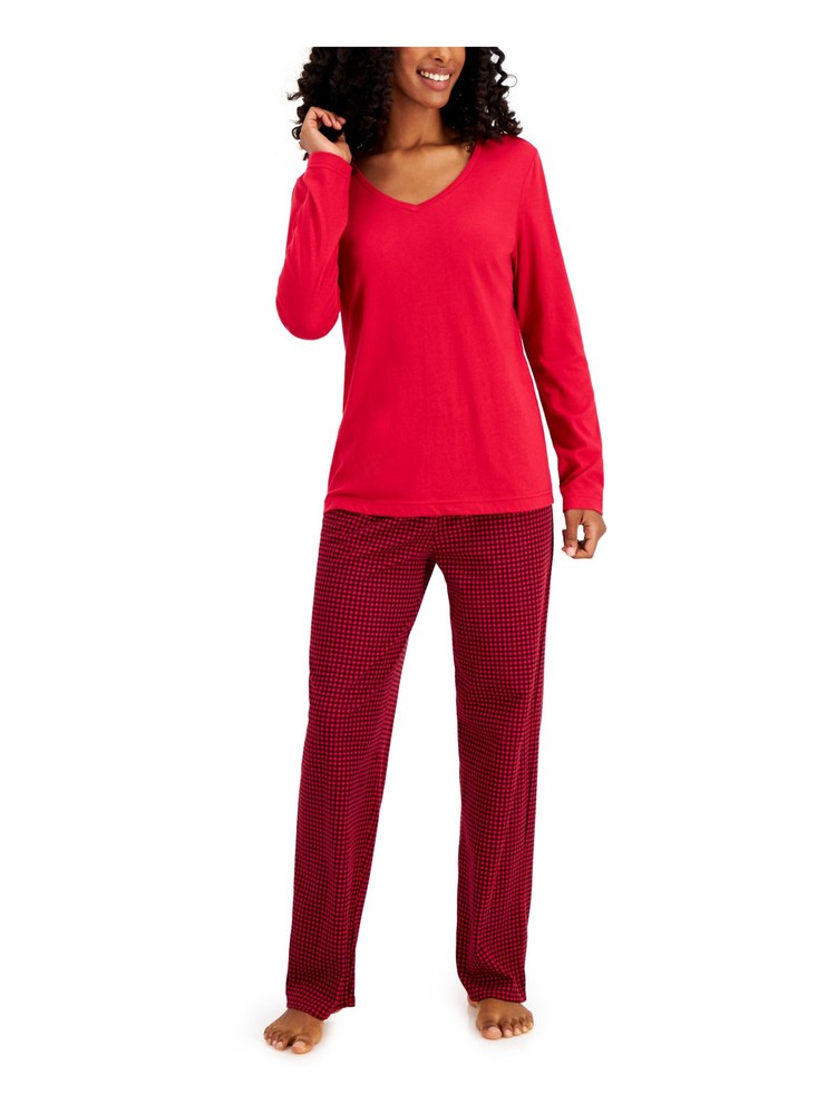 CHARTER CLUB Intimates Red Straight Leg Plaid Sleep Pants XS